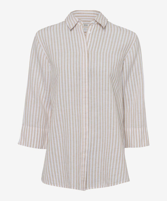 BRAX - Vicki - Blouse rayée de lin et coton - LE CAPITAINE D'A BORD