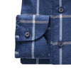 Emanuel Berg - Bellagio - Chemise manches longues à carreaux sartorial brossée - Modern Fit - Bleu - LE CAPITAINE D'A BORD