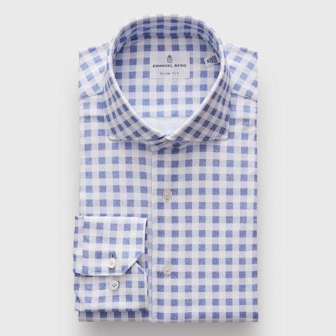 Emanuel Berg - Byron - Chemise manches longues à carreaux Albini 4Flex - Modern Fit - Marine - LE CAPITAINE D'A BORD