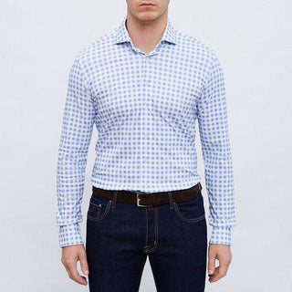 Emanuel Berg - Byron - Chemise manches longues à carreaux Albini 4Flex - Modern Fit - Marine - LE CAPITAINE D'A BORD