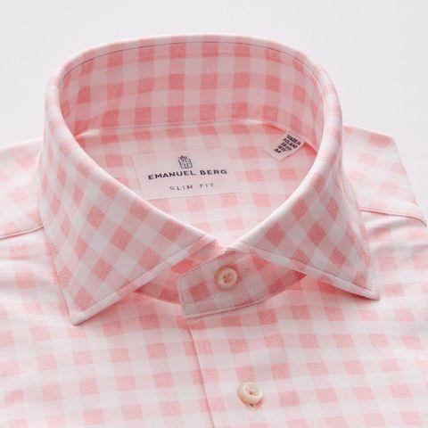 Emanuel Berg - Byron - Chemise manches longues à carreaux Albini 4Flex - Modern Fit - Rose - LE CAPITAINE D'A BORD