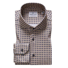  Emanuel Berg - Byron - Chemise manches longues à pois Albini 4Flex - Modern Fit - Beige - LE CAPITAINE D'A BORD