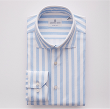  Emanuel Berg - Byron - Chemise manches longues à rayures Albini 4Flex - Modern Fit - Blanc/Bleu - LE CAPITAINE D'A BORD