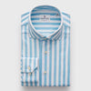 Emanuel Berg - Byron - Chemise manches longues à rayures Albini 4Flex - Modern Fit - Blanc/Turquoise - LE CAPITAINE D'A BORD