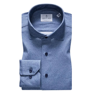 Emanuel Berg - Byron - Chemise manches longues unie Albini 4Flex - Modern Fit - Bleu - LE CAPITAINE D'A BORD