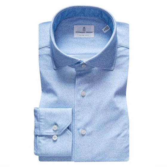 Emanuel Berg - Byron - Chemise manches longues unie Albini 4Flex - Modern Fit - Bleu Pâle - LE CAPITAINE D'A BORD
