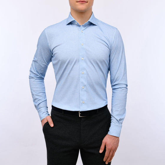 Emanuel Berg - Byron - Chemise manches longues unie Albini 4Flex - Modern Fit - Bleu Pâle - LE CAPITAINE D'A BORD
