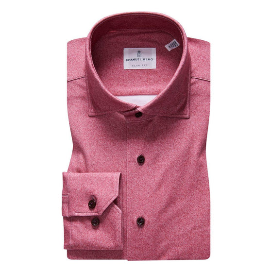 Emanuel Berg - Byron - Chemise manches longues unie Albini 4Flex - Modern Fit - Framboise - LE CAPITAINE D'A BORD