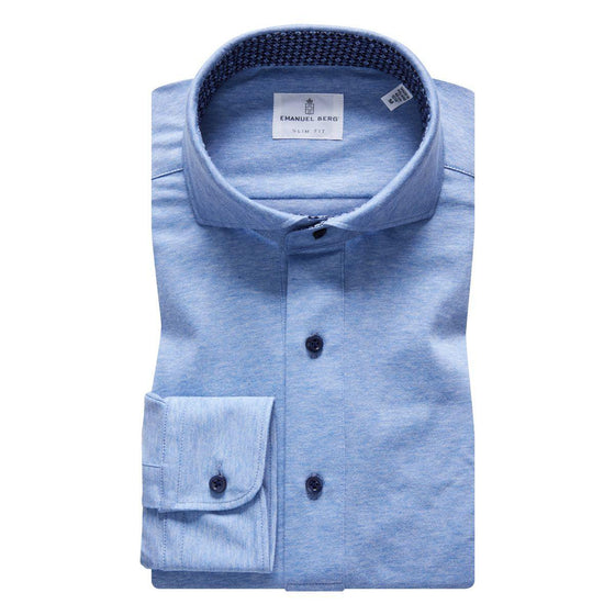 Emanuel Berg - Polo manches longues Premium Jersey Knit - Modern Fit - Bleu - LE CAPITAINE D'A BORD