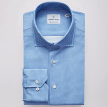  Emanuel Berg - Byron - Chemise manches longues à motifs Albini 4Flex - Modern Fit - Bleu