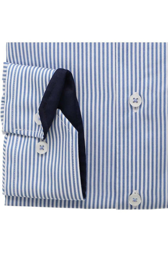 ETERNA - Chemise manches longues rayée Modern Fit - Bleu - LE CAPITAINE D'A BORD