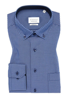  ETERNA - Chemise manches longues vichy Modern Fit - Marine/Bleu - LE CAPITAINE D'A BORD