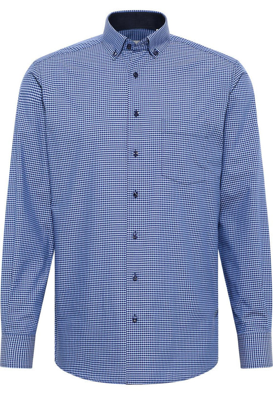 ETERNA - Chemise manches longues vichy Modern Fit - Marine/Bleu - LE CAPITAINE D'A BORD