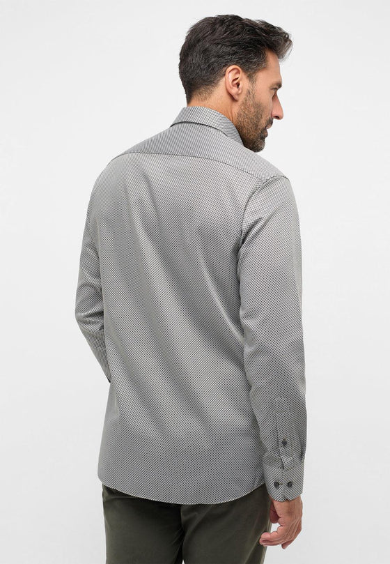 ETERNA - Chemise motifs manches longues Modern Fit - Marine/Beige - LE CAPITAINE D'A BORD