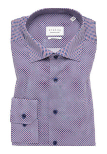  ETERNA - Chemise motifs manches longues Modern Fit - Marine/Rouge - LE CAPITAINE D'A BORD