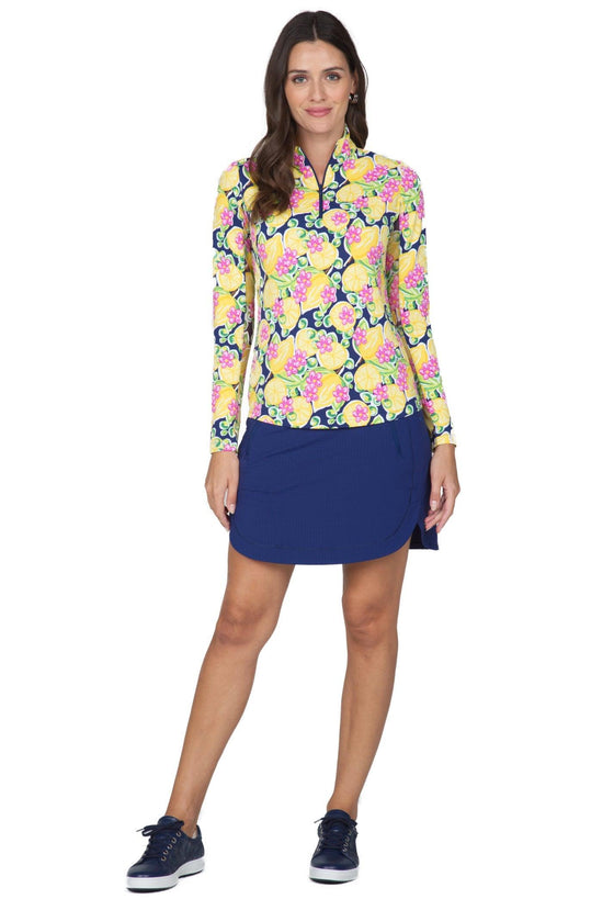 Ibkül - Calista Print Long Sleeve Mock Neck Top – 10652 - LE CAPITAINE D'A BORD