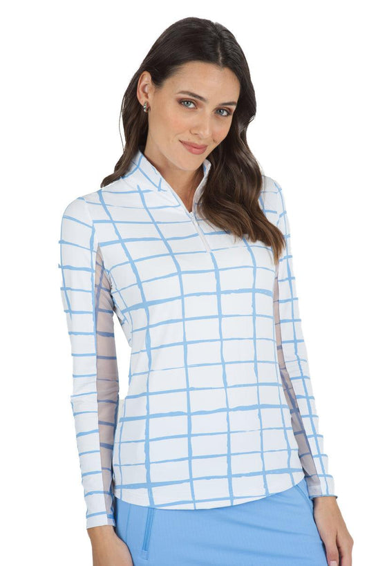 Ibkül - Cordova Print Long Sleeve Mock Neck Top – 10495 - LE CAPITAINE D'A BORD