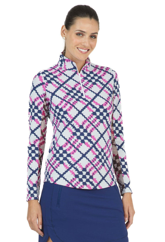 Ibkül - Sonika Print Long Sleeve Mock Neck Top – 10653 - LE CAPITAINE D'A BORD