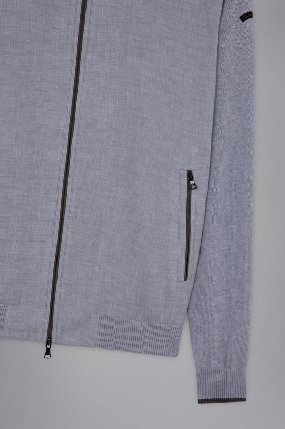 Paul & Shark - Cardigan de coton Fresco avec devant de lin - LE CAPITAINE D'A BORD