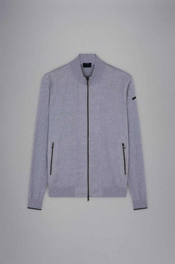 Paul & Shark - Cardigan de coton Fresco avec devant de lin - LE CAPITAINE D'A BORD