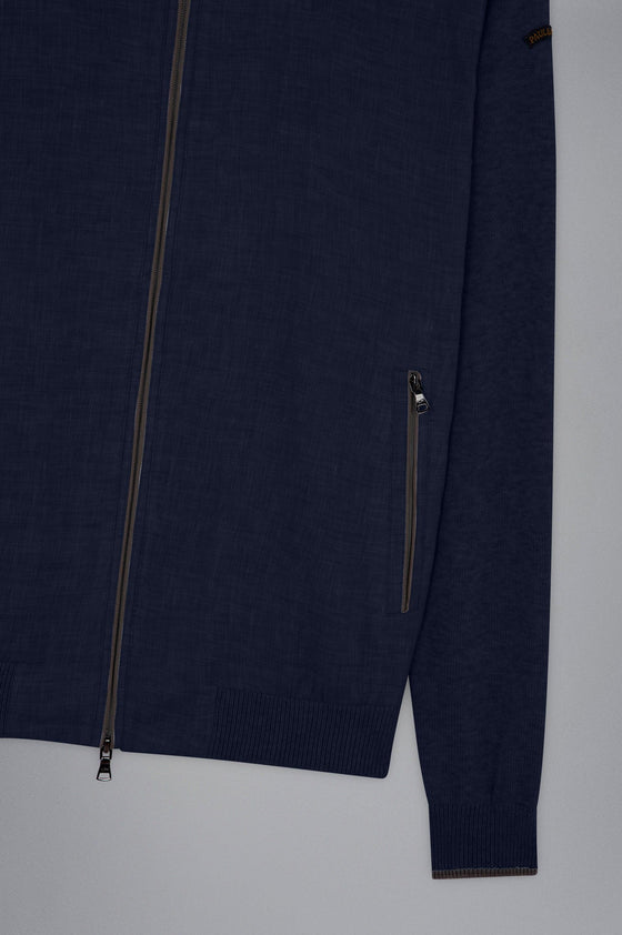 Paul & Shark - Cardigan de coton Fresco avec devant de lin - LE CAPITAINE D'A BORD