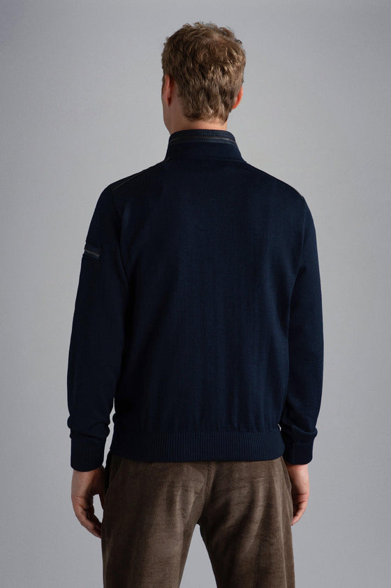 Paul & Shark - Cardigan zip de laine avec nylon aux épaules - LE CAPITAINE D'A BORD