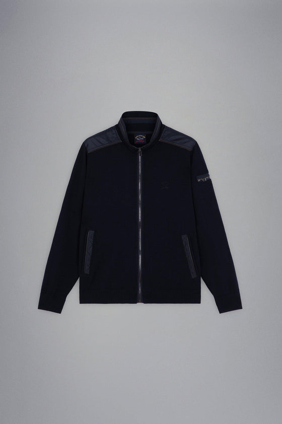 Paul & Shark - Cardigan zip de laine avec nylon aux épaules - LE CAPITAINE D'A BORD
