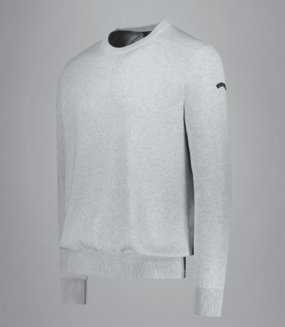 Paul & Shark - Chandail col rond de coton Fresco avec appliqués de lin aux épaules - LE CAPITAINE D'A BORD