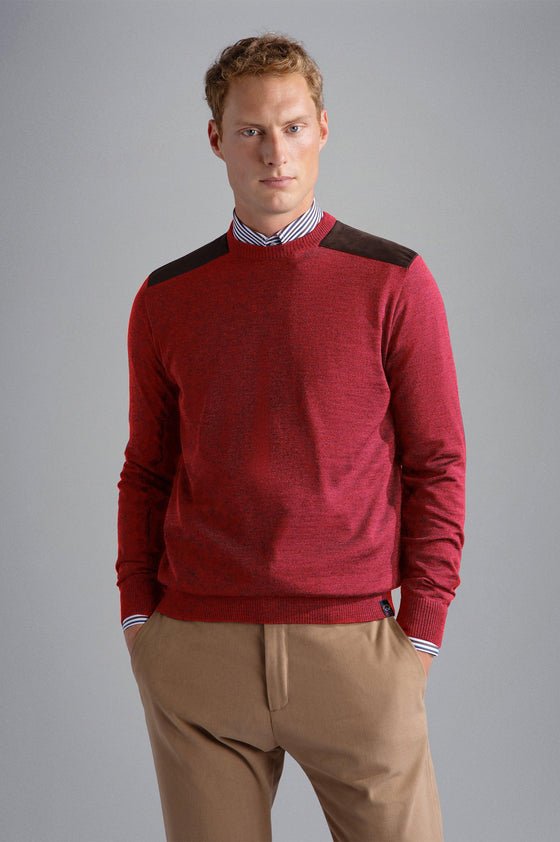 Paul & Shark - Chandail col rond de laine avec appliqués Alcantara® - LE CAPITAINE D'A BORD