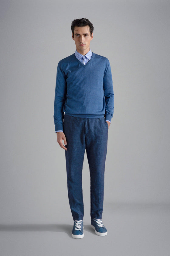 Paul & Shark - Chandail col V de soie et coton Riviera - LE CAPITAINE D'A BORD