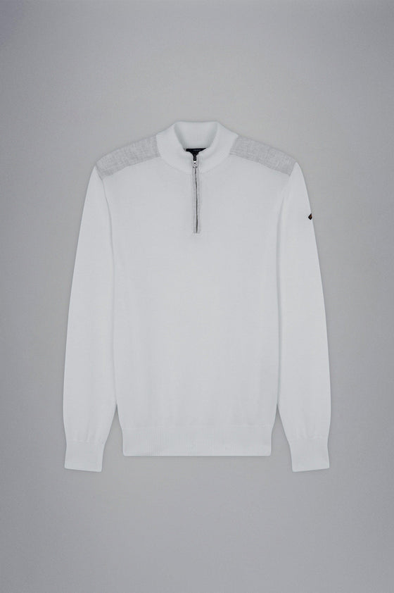 Paul & Shark - Chandail col zip de coton Fresco avec appliqués de lin - LE CAPITAINE D'A BORD