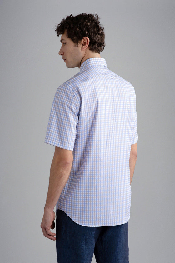 Paul & Shark - Chemise manches courtes à carreaux de coton Silver Collection - LE CAPITAINE D'A BORD