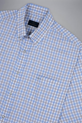 Paul & Shark - Chemise manches courtes à carreaux de coton Silver Collection - LE CAPITAINE D'A BORD