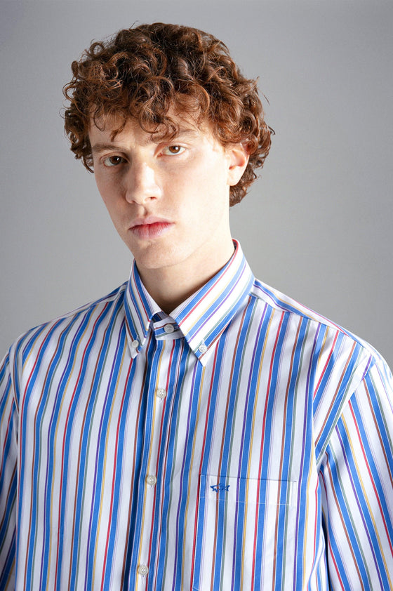 Paul & Shark - Chemise manches courtes rayée de coton - LE CAPITAINE D'A BORD