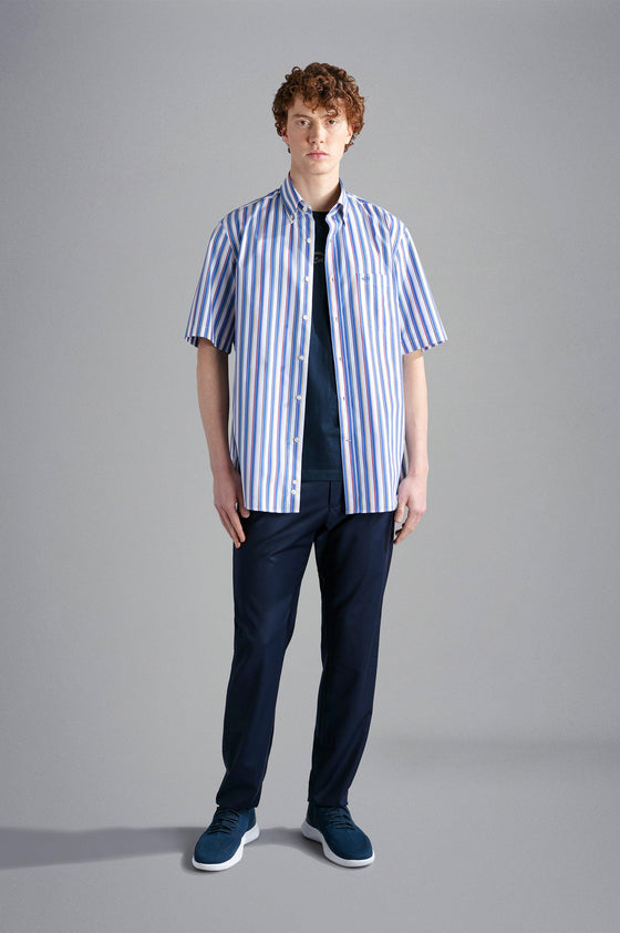 Paul & Shark - Chemise manches courtes rayée de coton - LE CAPITAINE D'A BORD