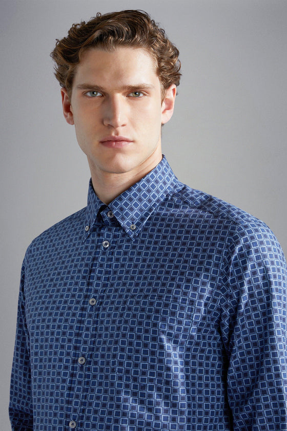 Paul & Shark - Chemise manches longues de coton poplin à motifs - LE CAPITAINE D'A BORD
