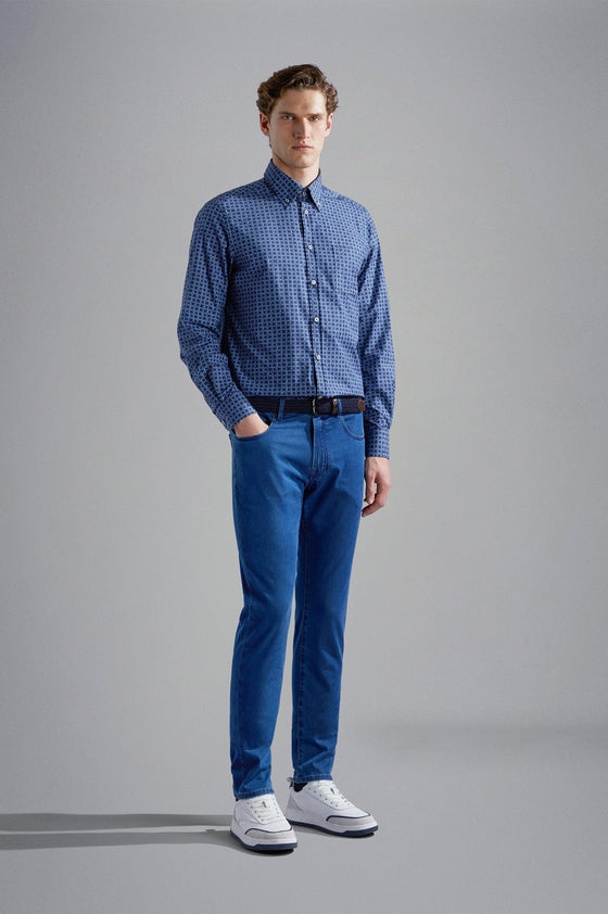 Paul & Shark - Chemise manches longues de coton poplin à motifs - LE CAPITAINE D'A BORD