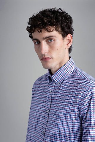 Paul & Shark - Chemise manches longues pied-de-poule coton Silver Collection - LE CAPITAINE D'A BORD