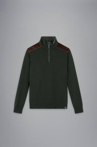 Paul & Shark - Col zip de laine avec appliqués de velours cordé - LE CAPITAINE D'A BORD