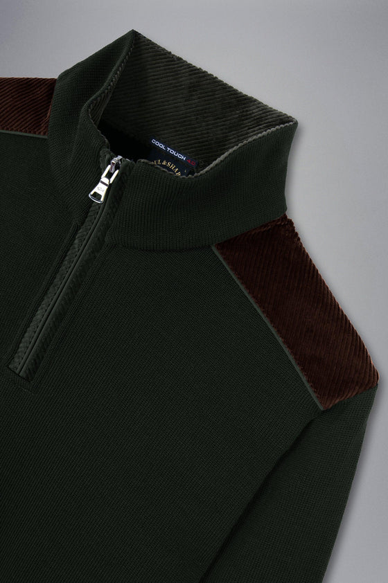 Paul & Shark - Col zip de laine avec appliqués de velours cordé - LE CAPITAINE D'A BORD