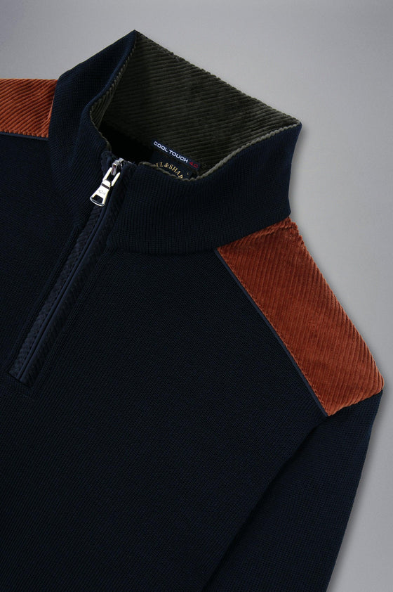 Paul & Shark - Col zip de laine avec appliqués de velours cordé - LE CAPITAINE D'A BORD