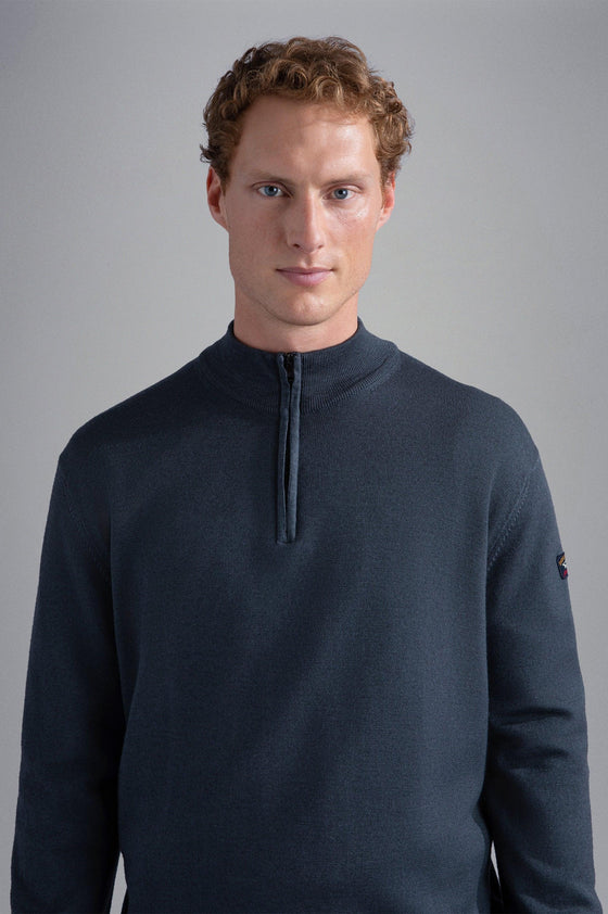 Paul & Shark - Col zip de laine mérinos effet délavé - LE CAPITAINE D'A BORD