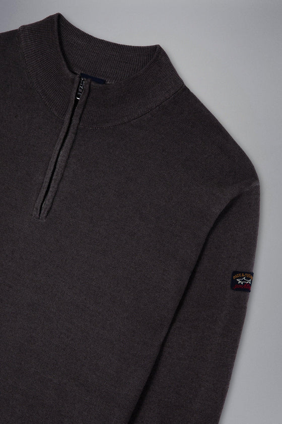 Paul & Shark - Col zip de laine mérinos effet délavé - LE CAPITAINE D'A BORD