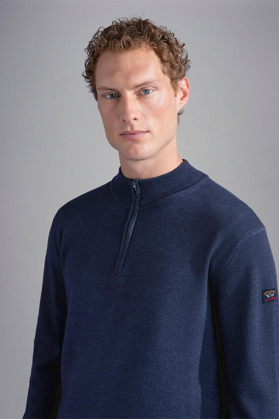 Paul & Shark - Col zip de laine mérinos effet délavé - LE CAPITAINE D'A BORD