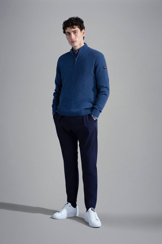 Paul & Shark - Col zip de laine Shetland Eco-Wool - LE CAPITAINE D'A BORD