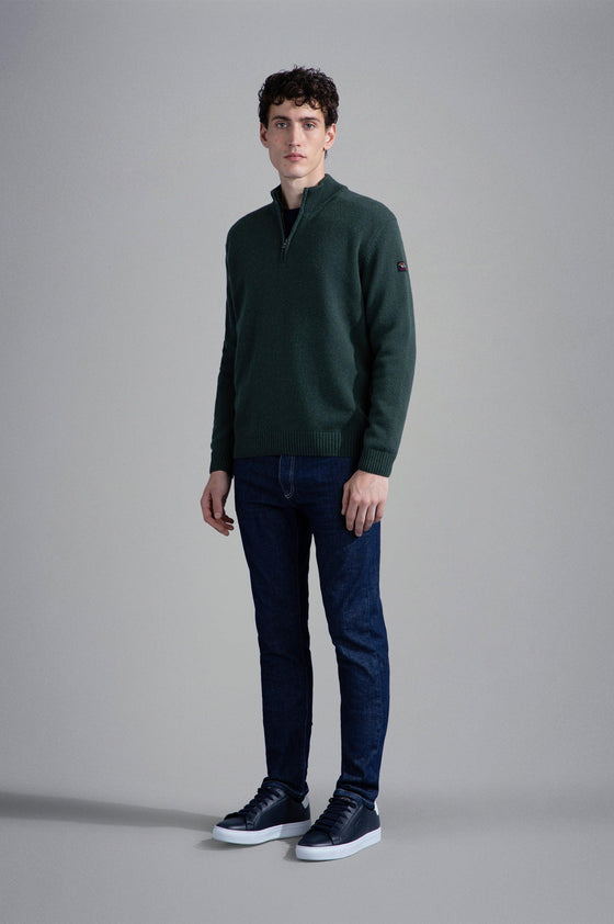 Paul & Shark - Col zip de laine Shetland Eco-Wool - LE CAPITAINE D'A BORD