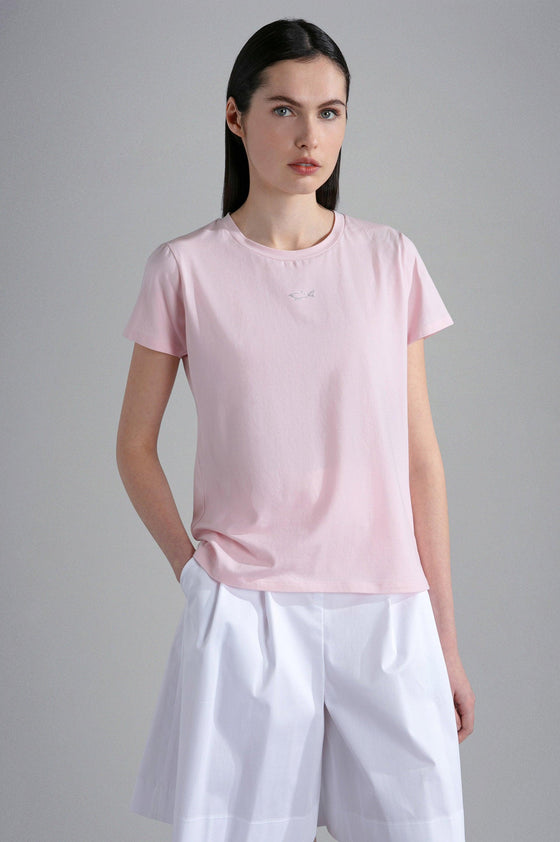 Paul & Shark Ladies - T-shirt manches courtes de coton avec requin Swarovski pour femme - LE CAPITAINE D'A BORD