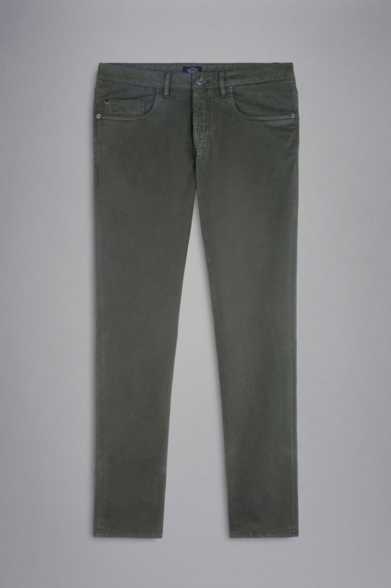 Paul & Shark - Pantalons 5 poches de coton Compact Satin - LE CAPITAINE D'A BORD