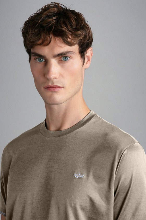 Paul & Shark - T-shirt manches courtes de coton avec badge requin - LE CAPITAINE D'A BORD