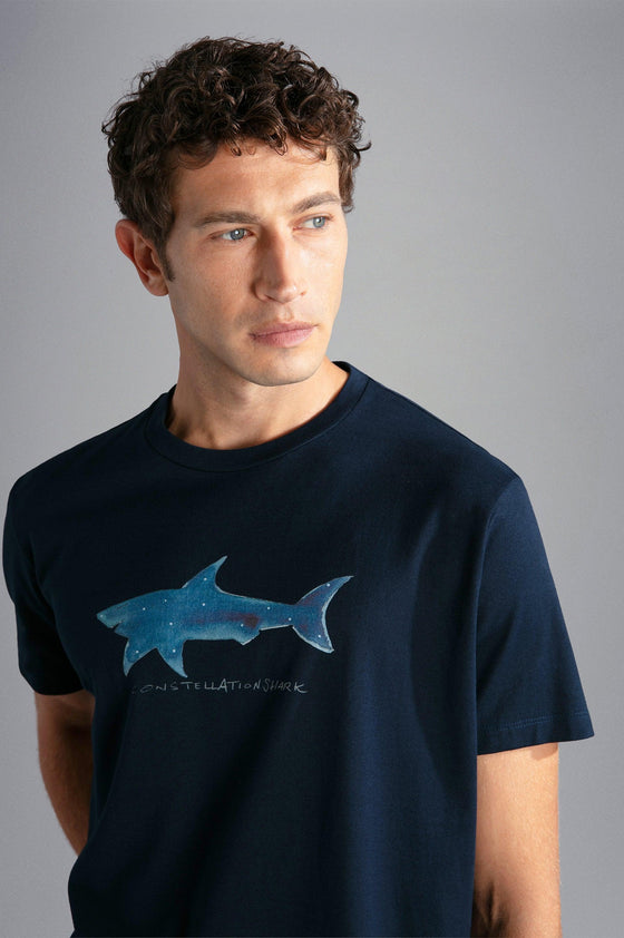 Paul & Shark - T-shirt manches courtes de coton Constellation Shark "par Bixio" - LE CAPITAINE D'A BORD
